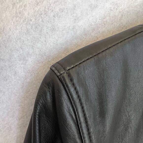 Vintage GAP Button Up Black Leather Jacket Women’s Size Medium Y2K - Picture 3 of 12
